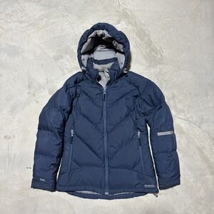 Kathmandu Jacket Women's SZ 10 Blue 700 Goose down full zip hooded winter